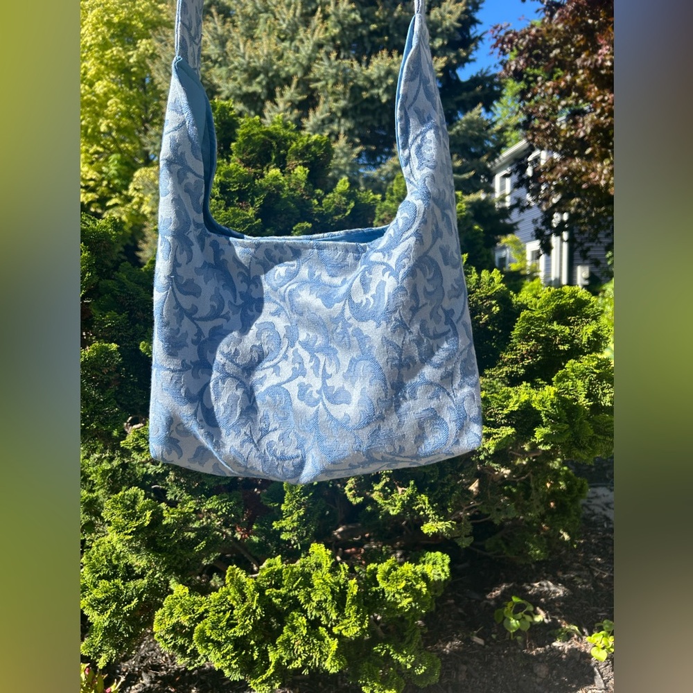 Cornflower Blue Textile Shoulder Bag - One of a Kind